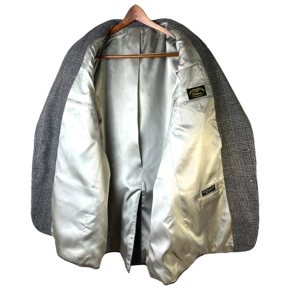 Vintage Black & White Plaid Cashmere Sports Jacket, Men's Size Xtra- Large Tall - Picture 7 of 16